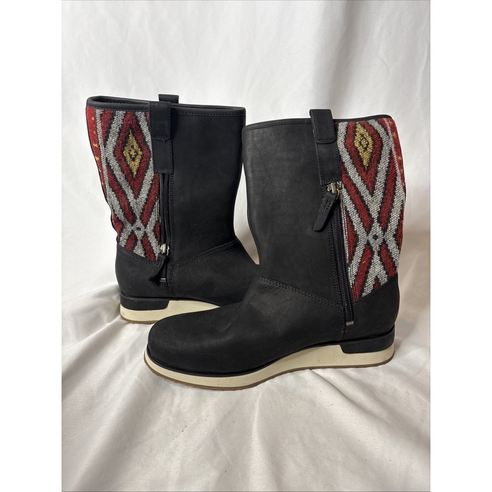Merrell Roam Pull On Waterproof Leather Boots Aztec Black Sz 7.5 Geometric Knit‎